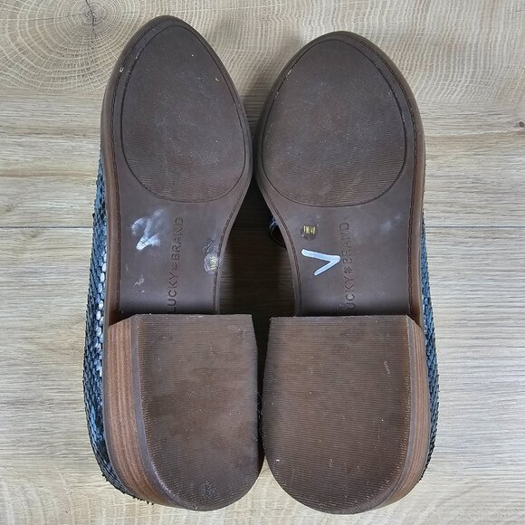 Lucky Brand Womens Garny Loafer Shoes Leather Bluestone Snakeskin Pattern 9M - Picture 6 of 9